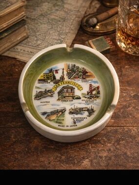 Vintage San Francisco Souvenir Ashtray SNCO Japan Cable Car Landmark Collectible